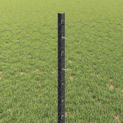 vidaXL Zaun mit Pfosten Grau 0,8 x 25 m Stahl