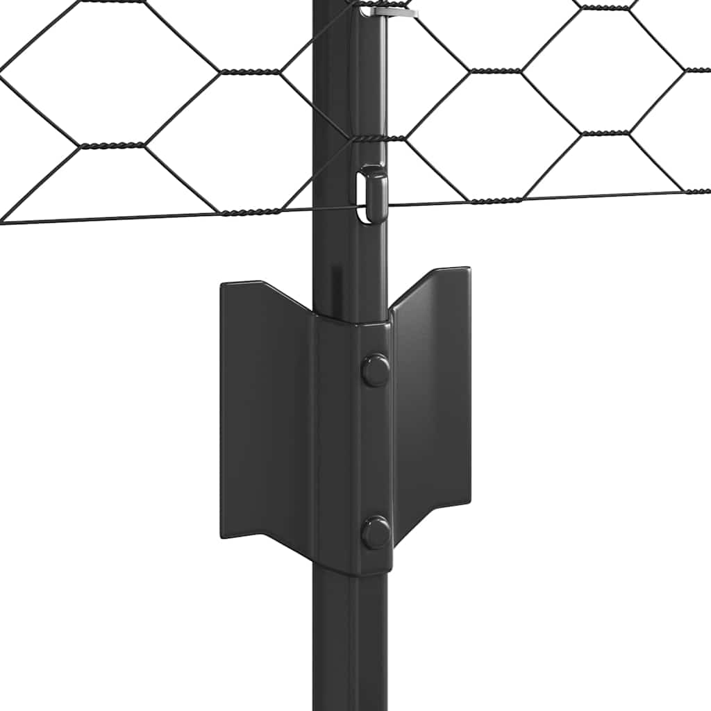 vidaXL Zaun mit Pfosten Grau 0,8 x 25 m Stahl