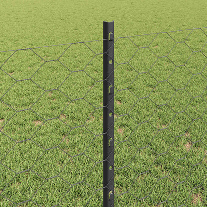 vidaXL Zaun mit Pfosten Grau 0,8 x 25 m Stahl