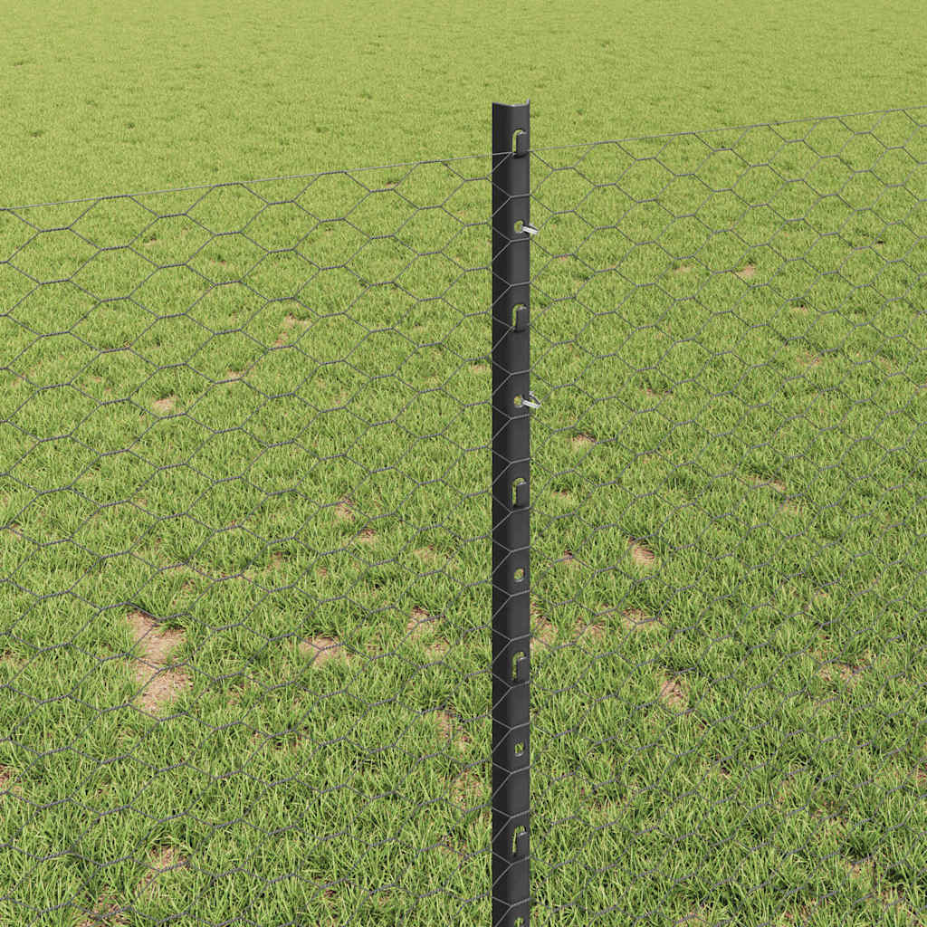 vidaXL Zaun mit Pfosten Grau 1 x 25 m Stahl
