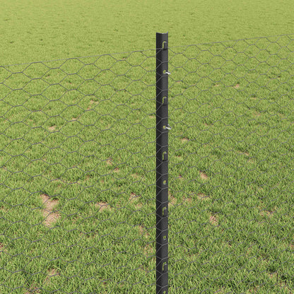 vidaXL Zaun mit Pfosten Grau 1 x 25 m Stahl