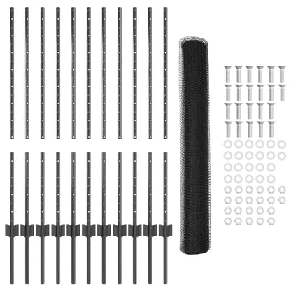 vidaXL Zaun mit Pfosten Grau 1 x 25 m Stahl