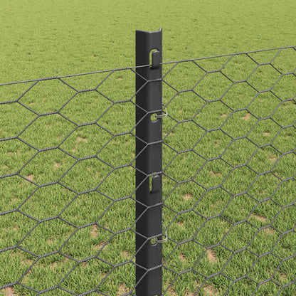 vidaXL Zaun mit Pfosten Grau 1,2 x 25 m Stahl