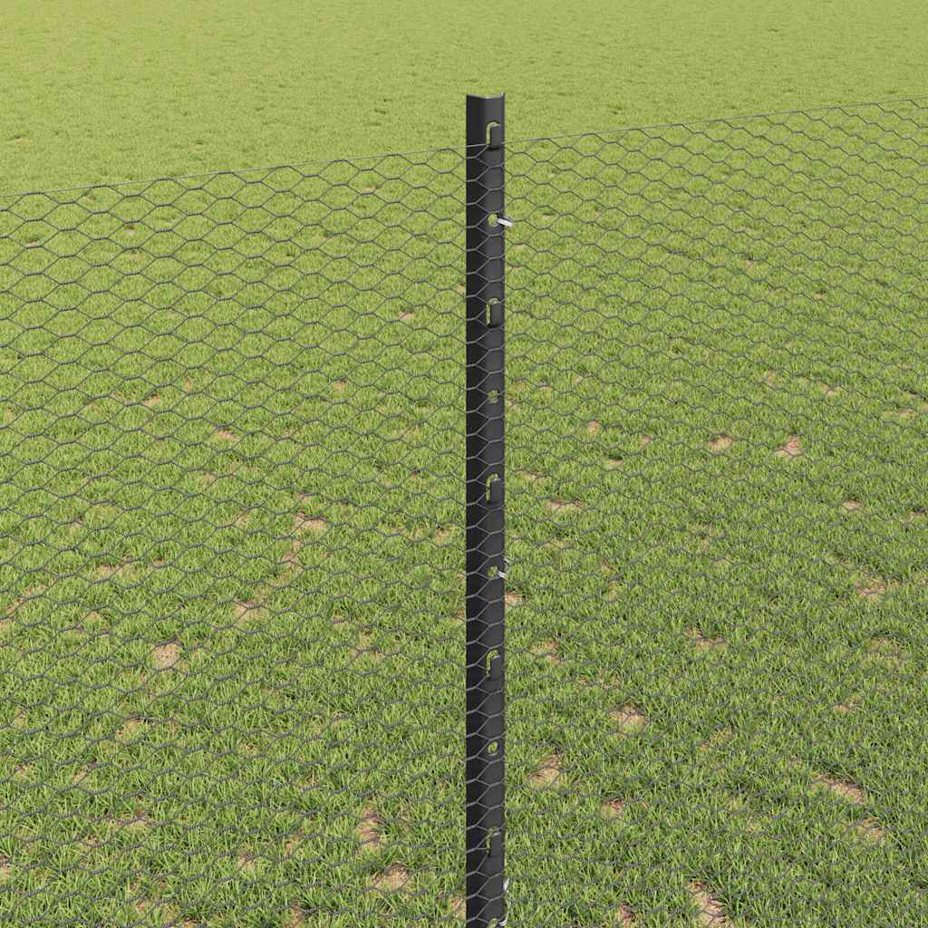 vidaXL Zaun mit Pfosten Grau 1,4 x 25 m Stahl