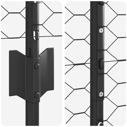 vidaXL Zaun mit Pfosten Grau 1,4 x 25 m Stahl