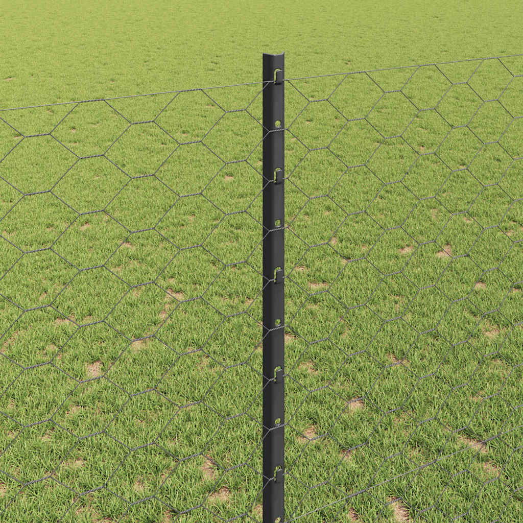 vidaXL Zaun mit Pfosten Grau 1,4 x 25 m Stahl