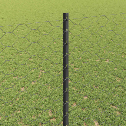 vidaXL Zaun mit Pfosten Grau 1,4 x 25 m Stahl