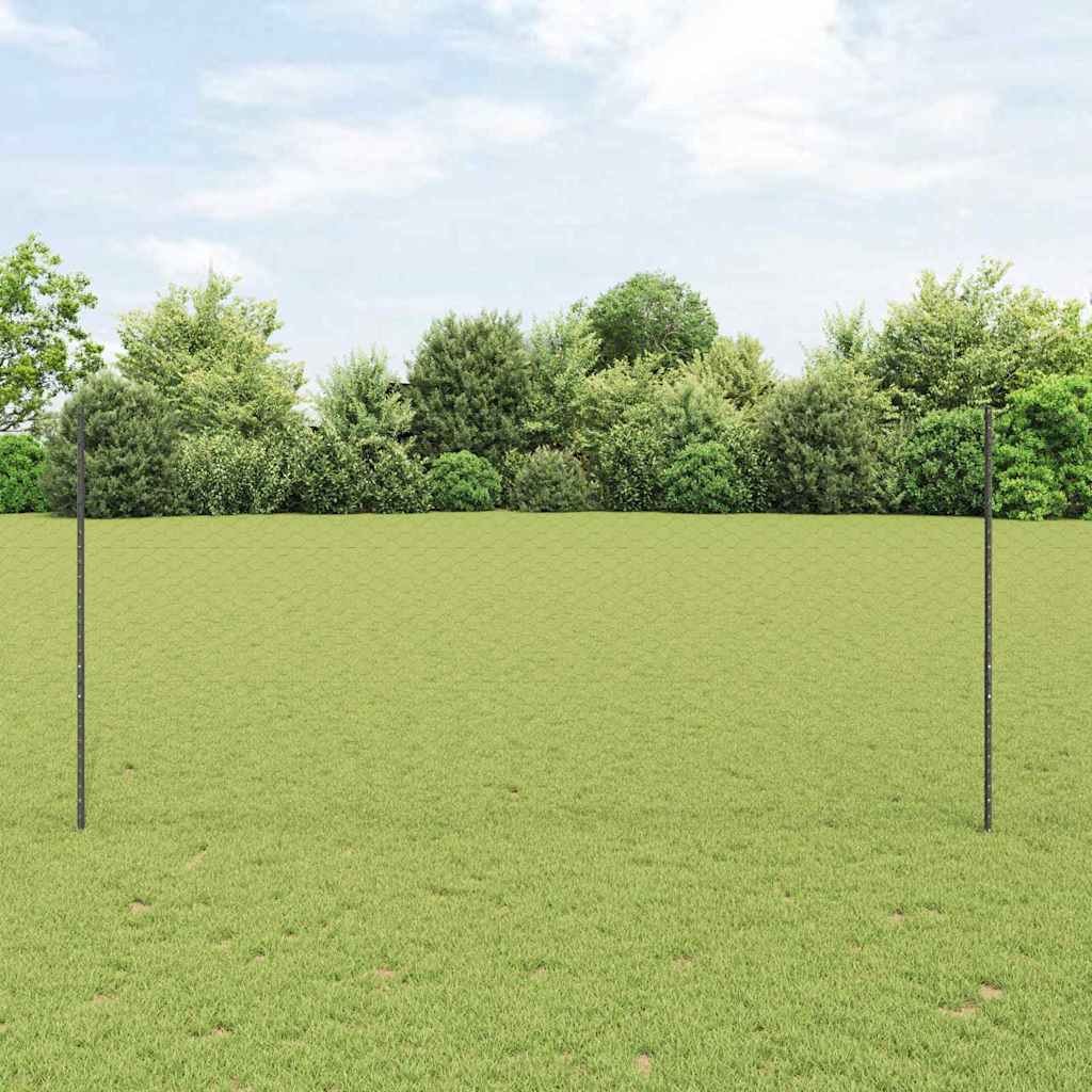 vidaXL Zaun mit Pfosten Grau 1,4 x 25 m Stahl