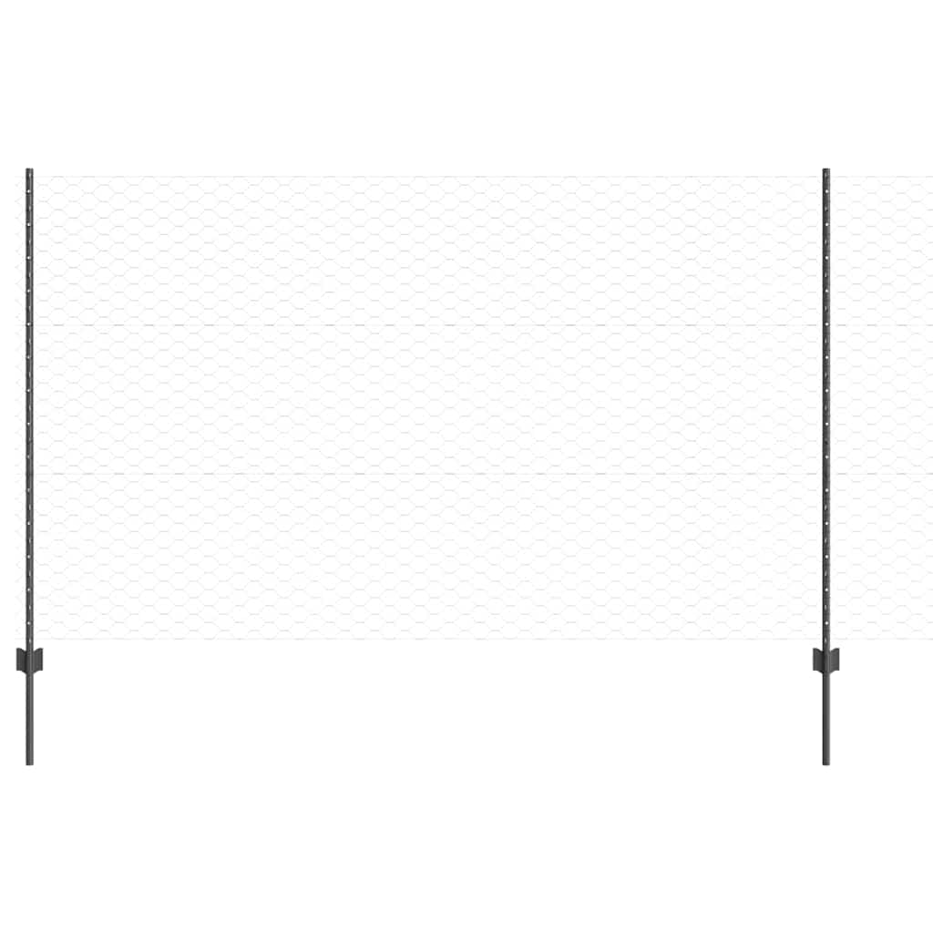 vidaXL Zaun mit Pfosten Grau 1,4 x 25 m Stahl