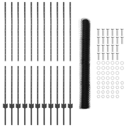 vidaXL Zaun mit Pfosten Grau 1,4 x 25 m Stahl