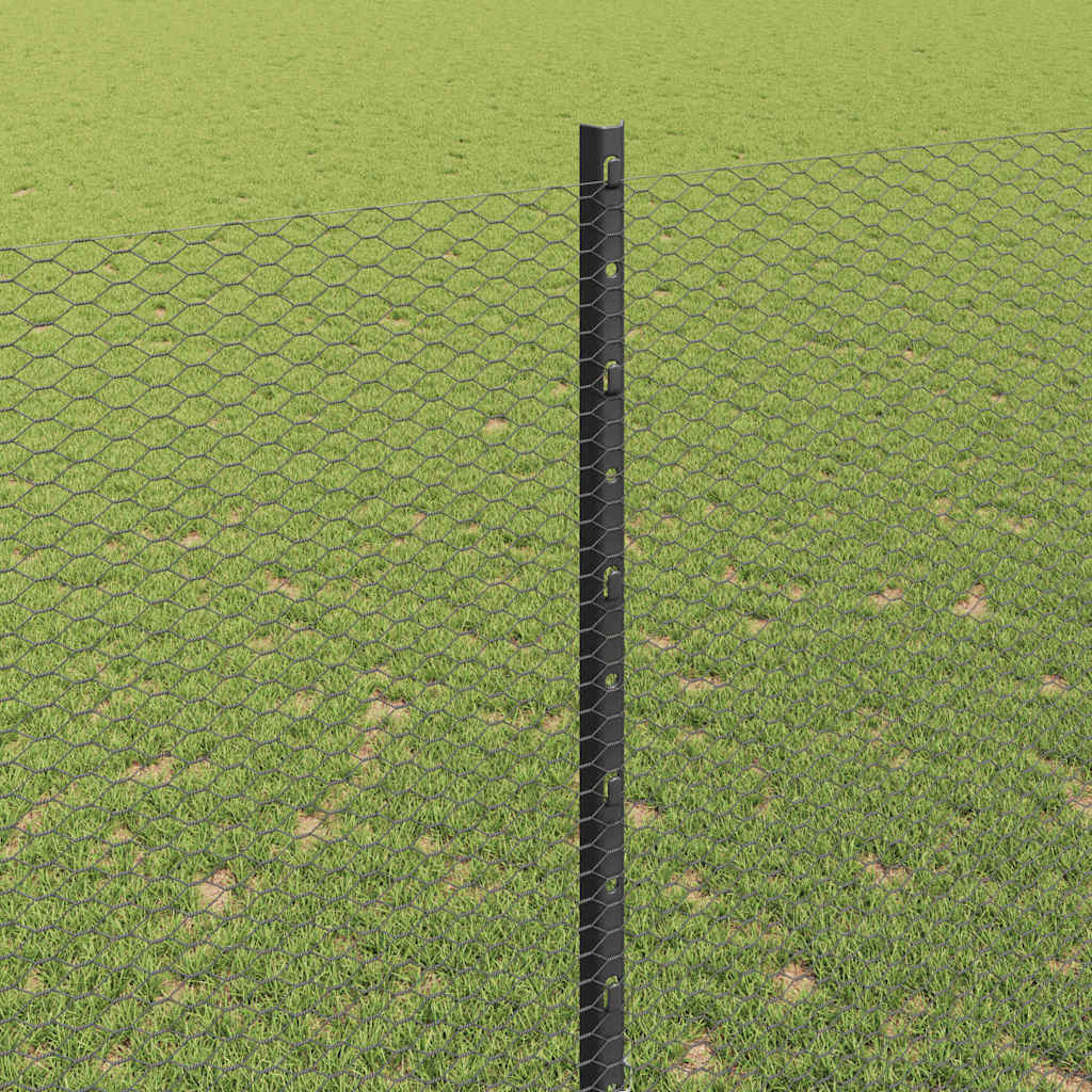 vidaXL Zaun mit Pfosten Grau 1,5 x 25 m Stahl