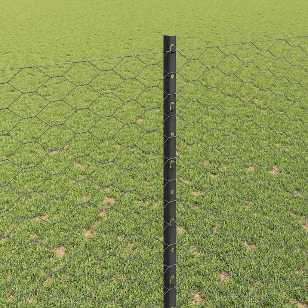 vidaXL Zaun mit Pfosten Grau 1,5 x 25 m Stahl
