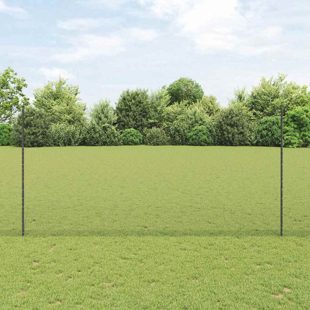 Zaun mit Pfosten Grau 1.6 x 25 m Stahl und PVC