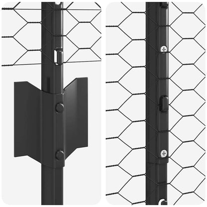 vidaXL Zaun mit Pfosten Grau 1.6 x 25 m Stahl und PVC