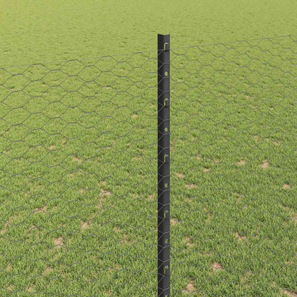 vidaXL Zaun mit Pfosten Grau 1.6 x 25 m Stahl und PVC