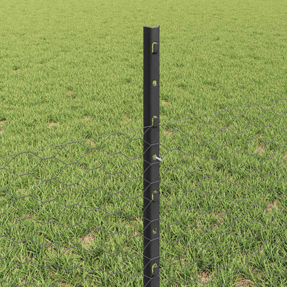 vidaXL Zaun mit Pfosten Grau 0,5 x 50 m Stahl und PVC