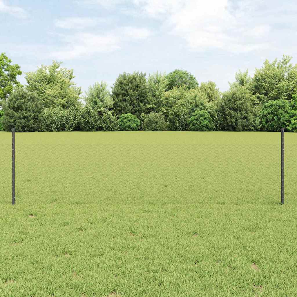 vidaXL Zaun mit Pfosten Grau 0,5 x 50 m Stahl und PVC