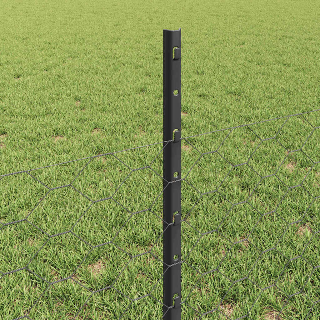 vidaXL Zaun mit Pfosten Grau 0,5 x 50 m Stahl und PVC