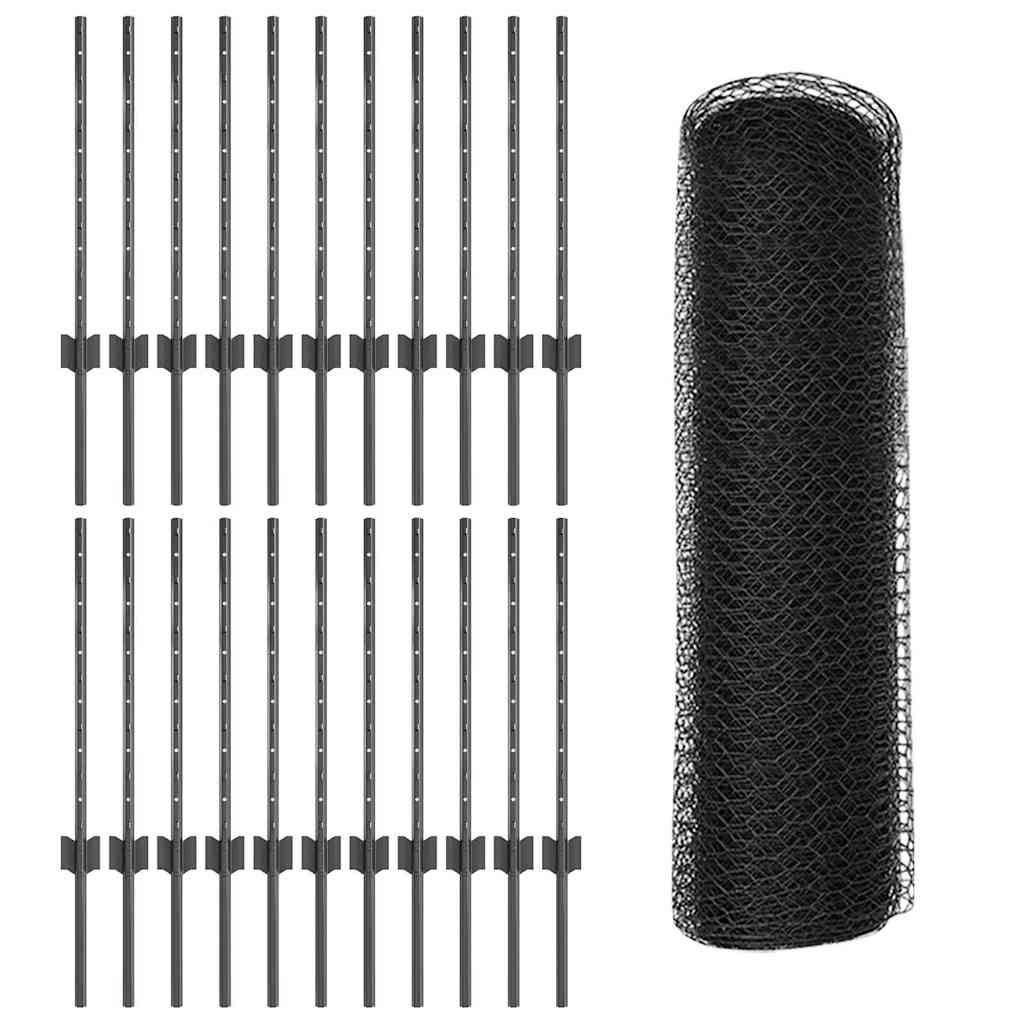 vidaXL Zaun mit Pfosten Grau 0,6 x 50 m Stahl und PVC