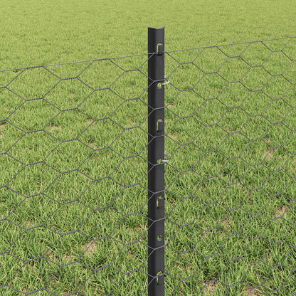 vidaXL Zaun mit Pfosten Grau 0,6 x 50 m Stahl und PVC