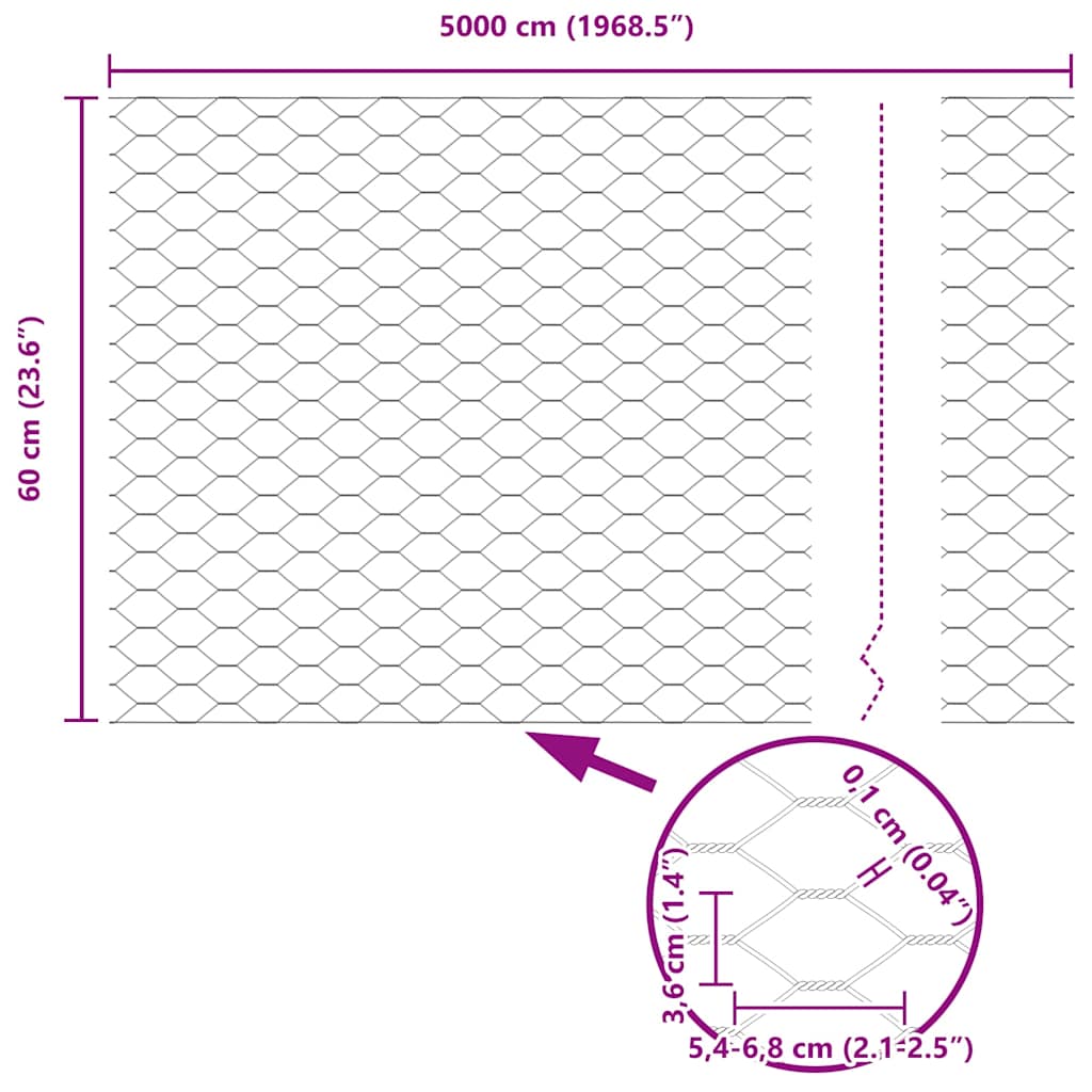 vidaXL Zaun mit Pfosten Grau 0,6 x 50 m Stahl und PVC