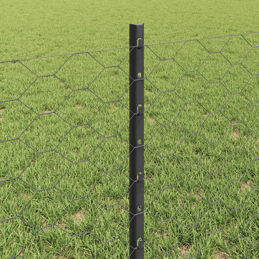 vidaXL Clôture avec poteaux Gris 0,6 x 50 m Acier et PVC