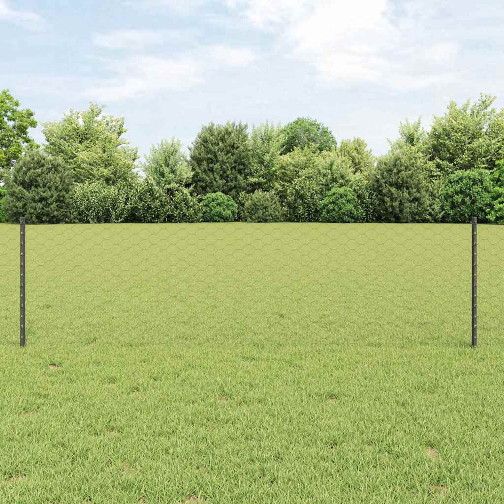 vidaXL Clôture avec poteaux Gris 0,6 x 50 m Acier et PVC