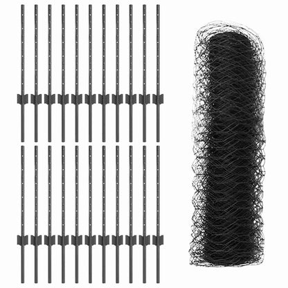 vidaXL Clôture avec poteaux Gris 0,6 x 50 m Acier et PVC