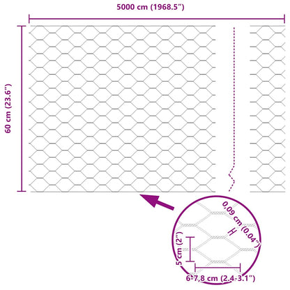 vidaXL Clôture avec poteaux Gris 0,6 x 50 m Acier et PVC