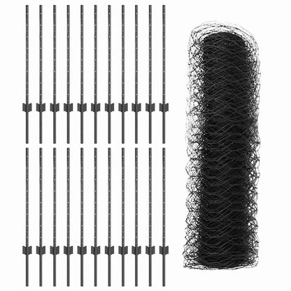 vidaXL Zaun mit Pfosten Grau 0,8 x 50 m Stahl und PVC