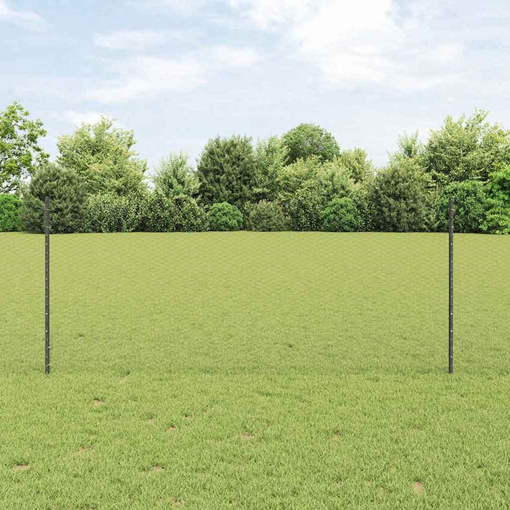 vidaXL Zaun mit Pfosten Grau 1 x 50 m Stahl und PVC