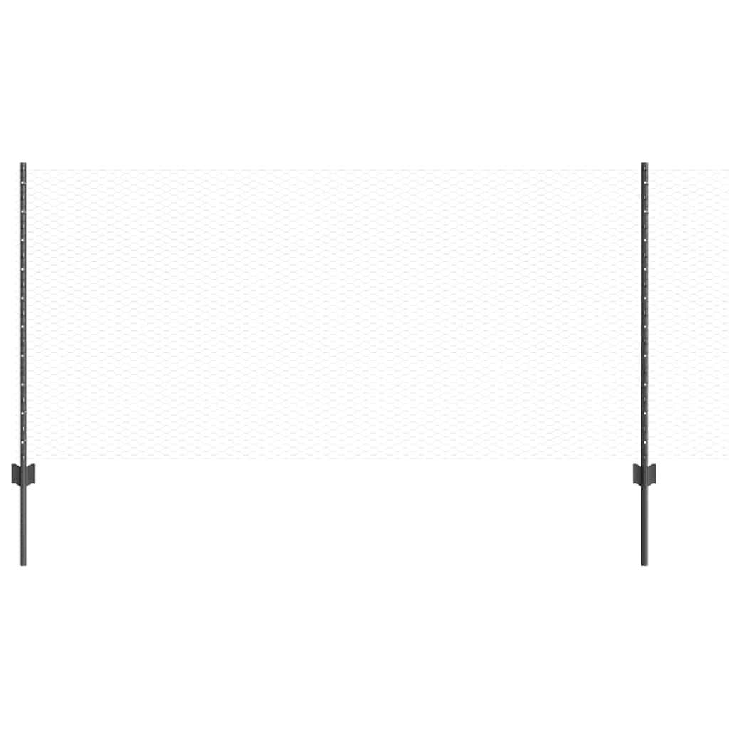 vidaXL Zaun mit Pfosten Grau 1 x 50 m Stahl und PVC