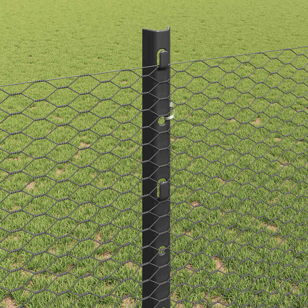 vidaXL Zaun mit Pfosten Grau 1,2 x 50 m Stahl und PVC