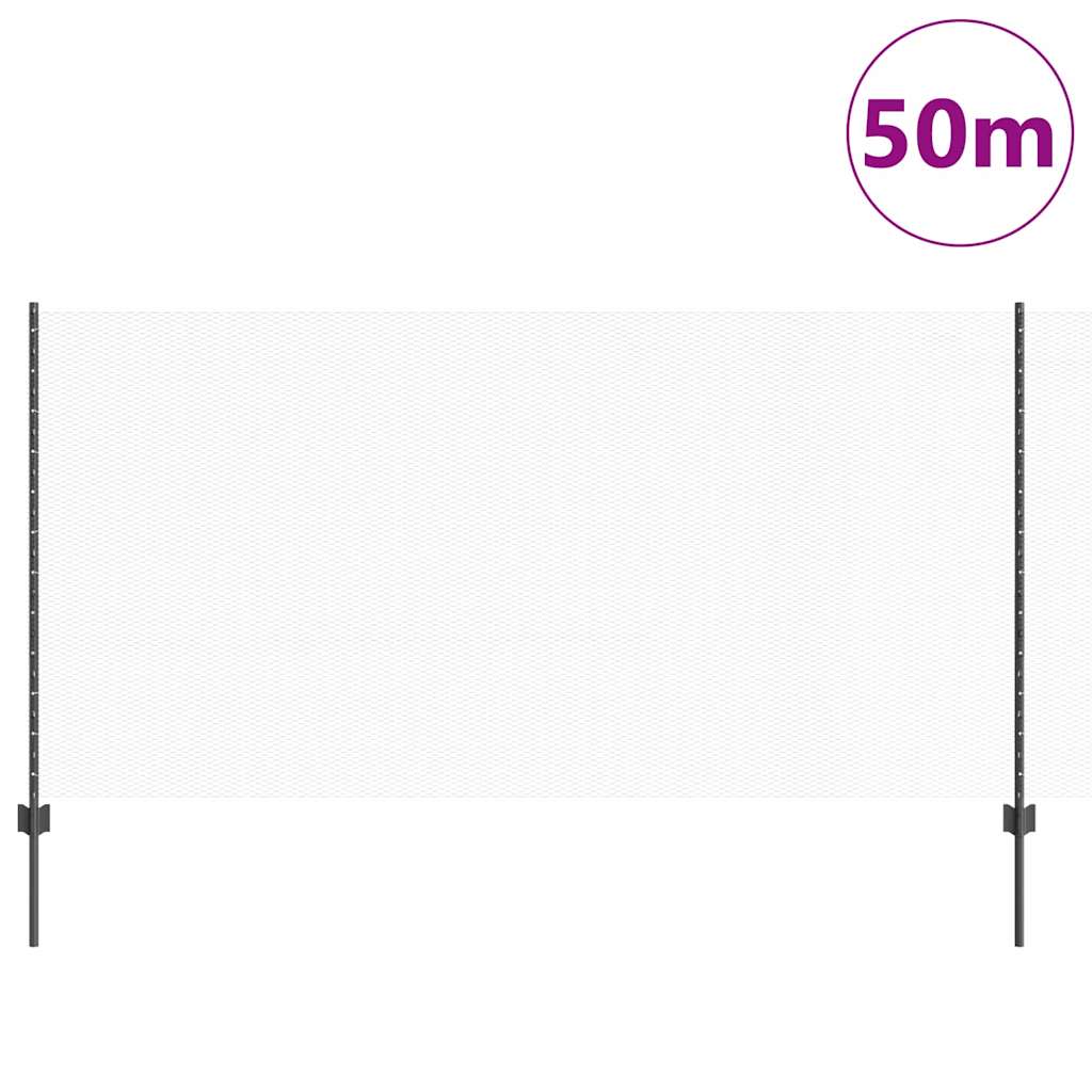 vidaXL Zaun mit Pfosten Grau 1,2 x 50 m Stahl und PVC