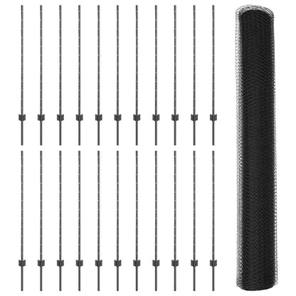 vidaXL Zaun mit Pfosten Grau 1,2 x 50 m Stahl und PVC