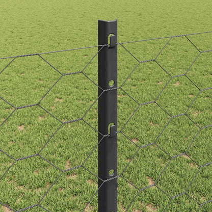 vidaXL Zaun mit Pfosten Grau 1,2 x 50 m Stahl und PVC