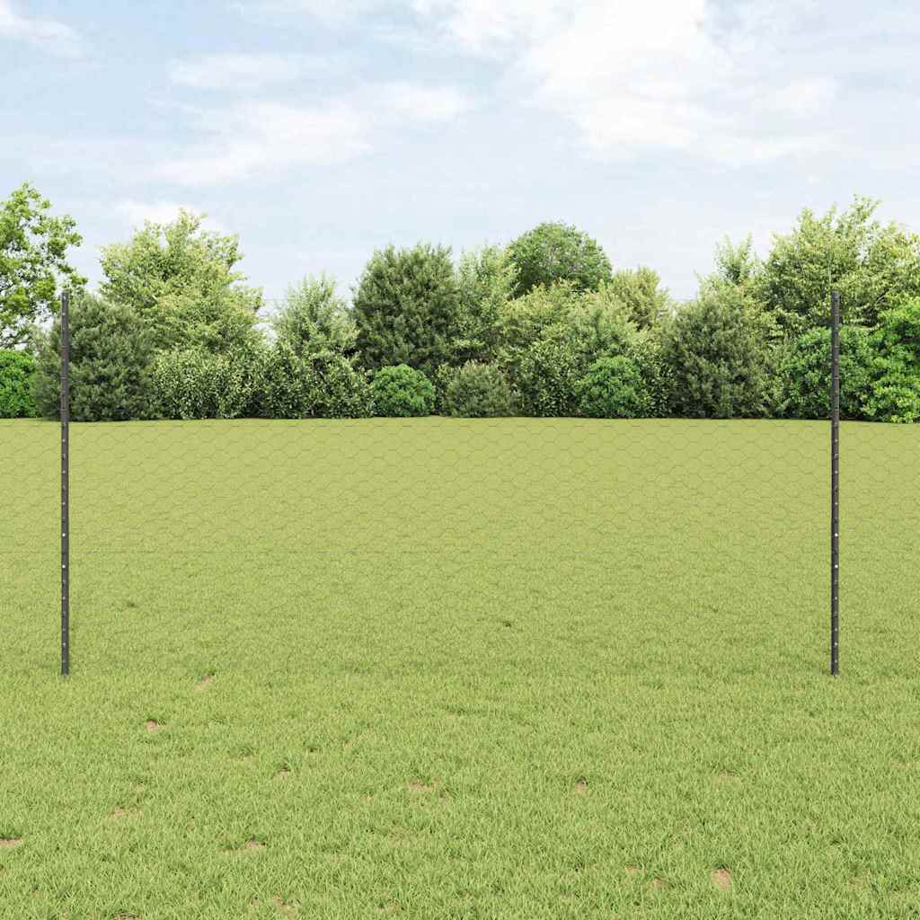 vidaXL Zaun mit Pfosten Grau 1,2 x 50 m Stahl und PVC