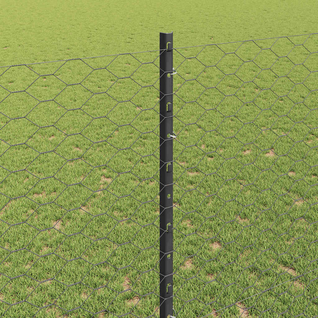 vidaXL Zaun mit Pfosten Grau 1,4 x 50 m Stahl und PVC