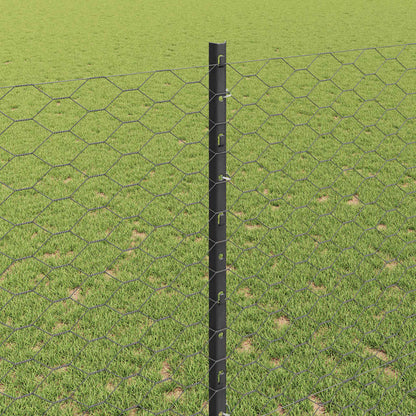 vidaXL Zaun mit Pfosten Grau 1,4 x 50 m Stahl und PVC
