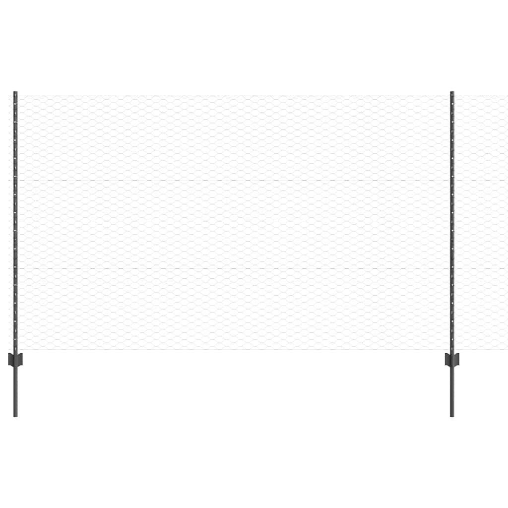 vidaXL Zaun mit Pfosten Grau 1,4 x 50 m Stahl und PVC