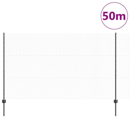 vidaXL Zaun mit Pfosten Grau 1,4 x 50 m Stahl und PVC