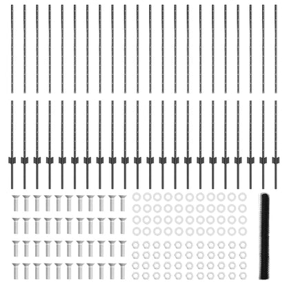 Zaun mit Pfosten Grau 1,4 x 50 m Stahl und PVC