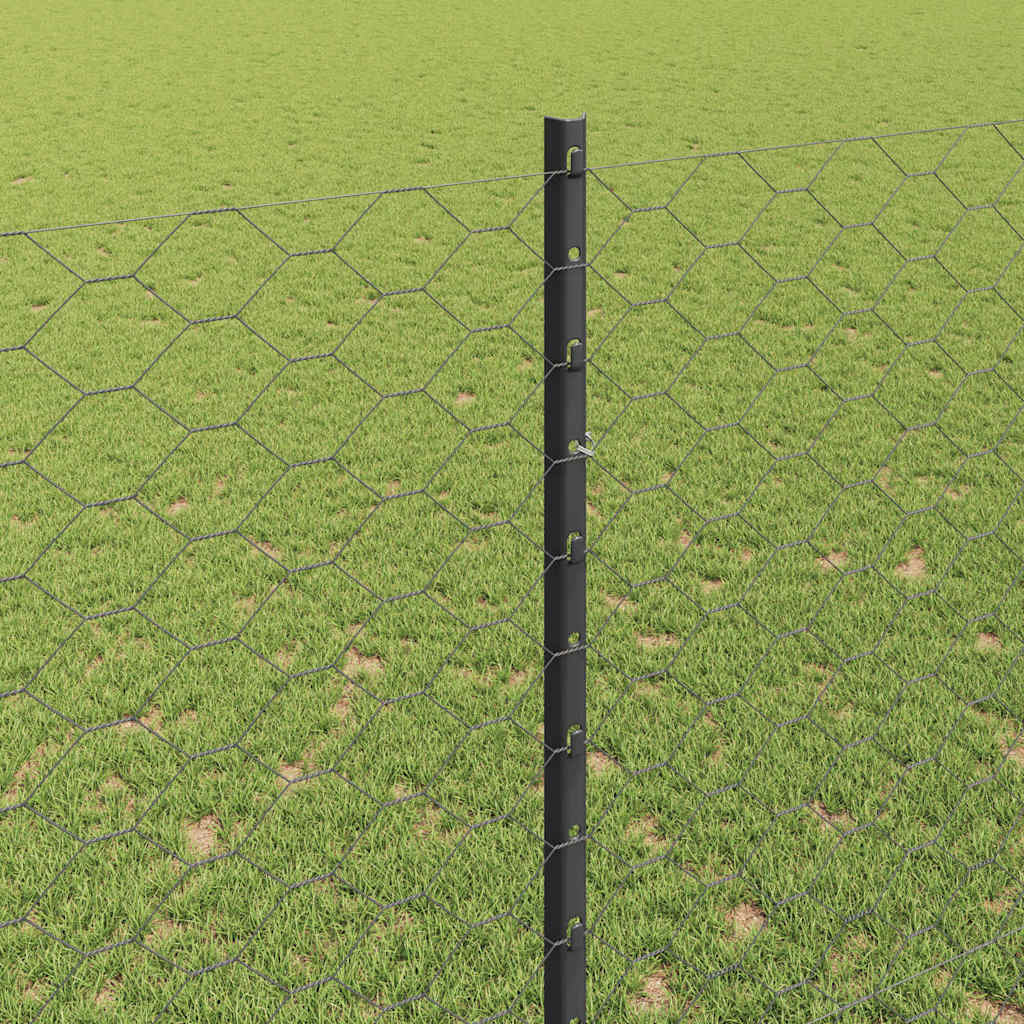 vidaXL Zaun mit Pfosten Grau 1,5 x 50 m Stahl und PVC