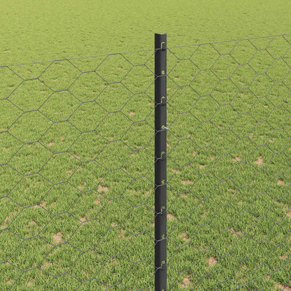 vidaXL Zaun mit Pfosten Grau 1,5 x 50 m Stahl und PVC