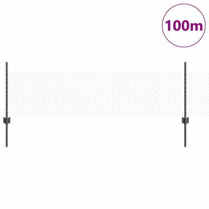 vidaXL Zaun mit Pfosten Grau 0,5 x 100 m Stahl und PVC