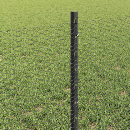 vidaXL Zaun mit Pfosten Grau 0,6 x 100 m Stahl und PVC