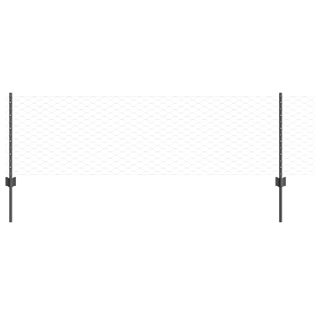 vidaXL Zaun mit Pfosten Grau 0,6 x 100 m Stahl und PVC