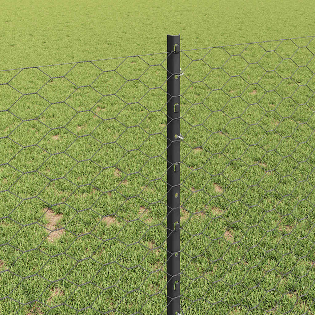 vidaXL Zaun mit Pfosten Grau 1 x 100 m Stahl und PVC