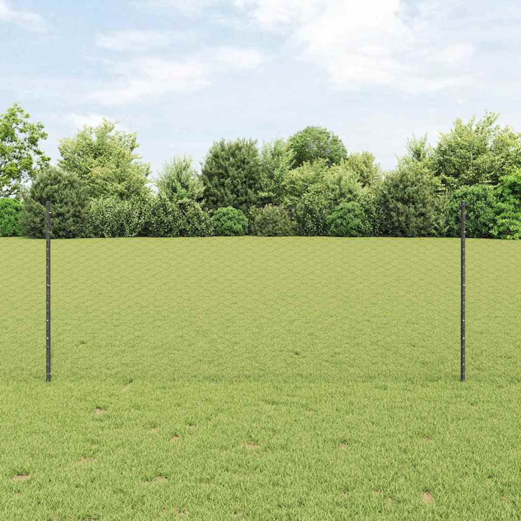 vidaXL Zaun mit Pfosten Grau 1 x 100 m Stahl und PVC