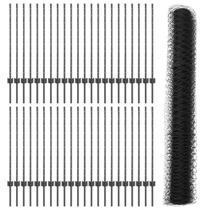 vidaXL Zaun mit Pfosten Grau 1 x 100 m Stahl und PVC